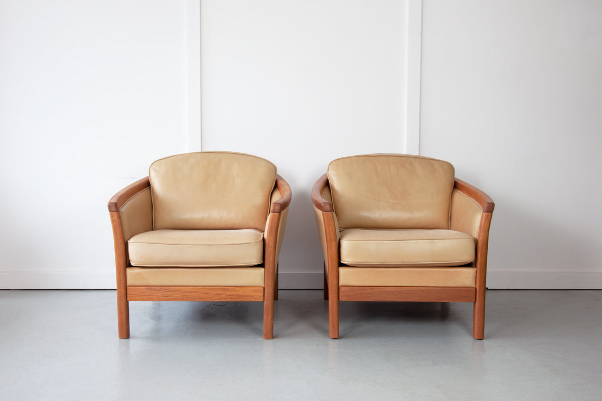 Pair of Scandinavian Leather Armchairs