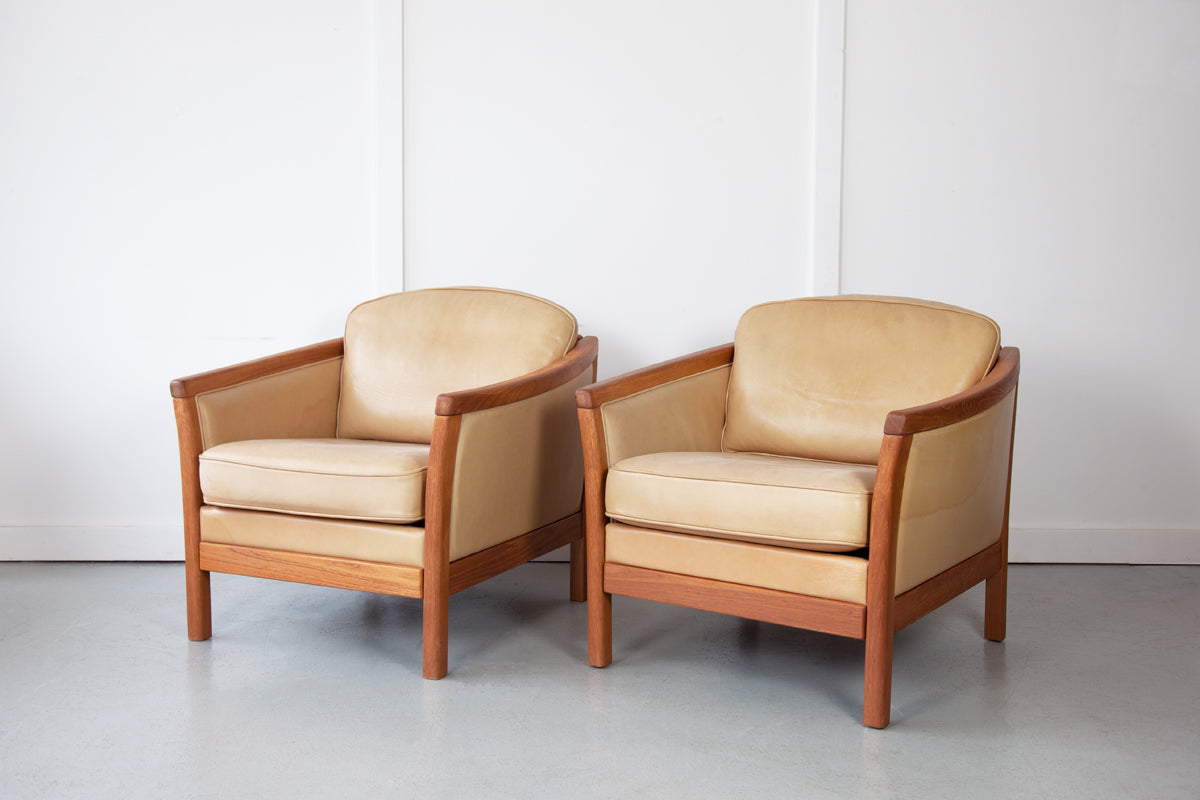 Pair of Scandinavian Leather Armchairs