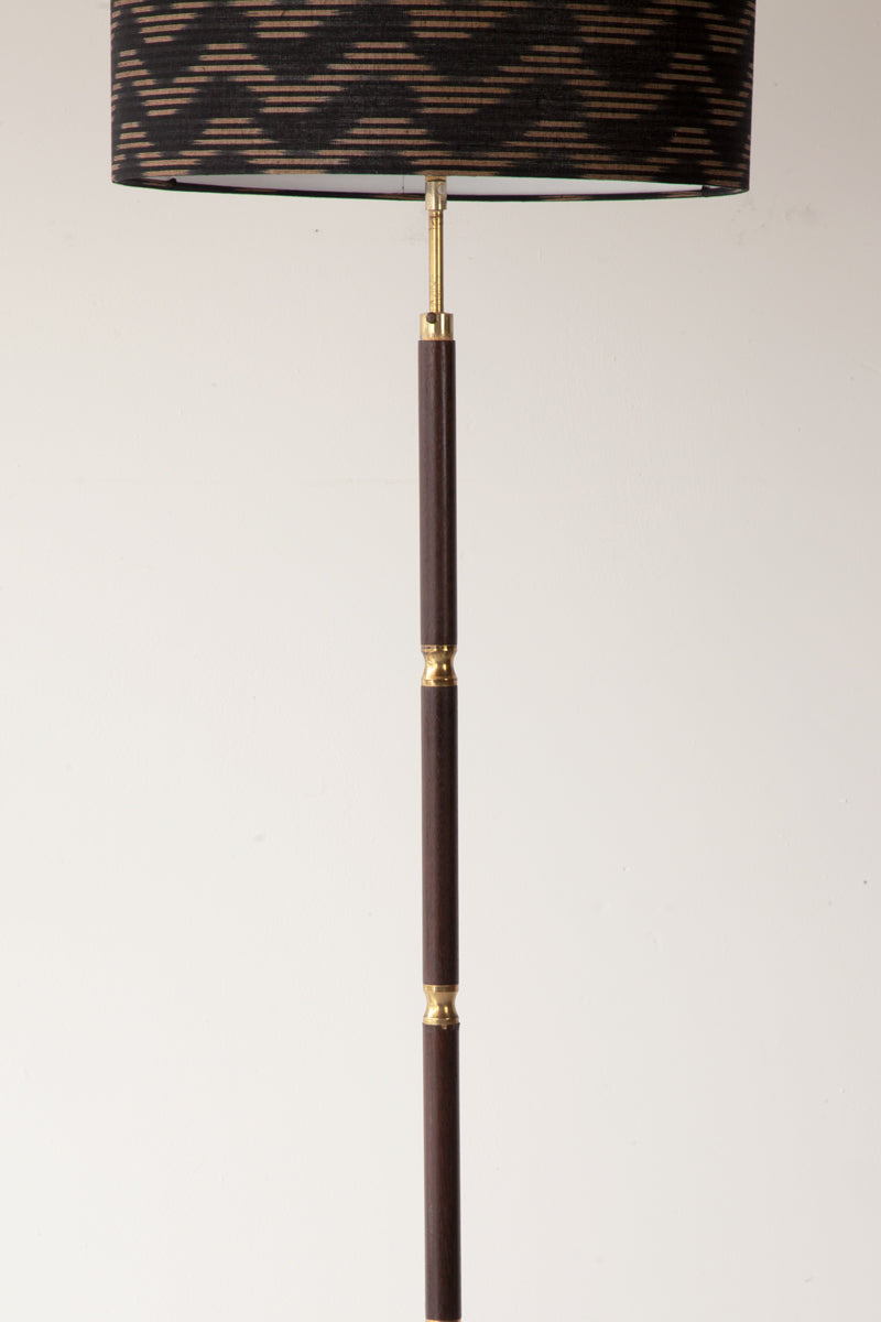 Rosewood and Brass Floor Lamp